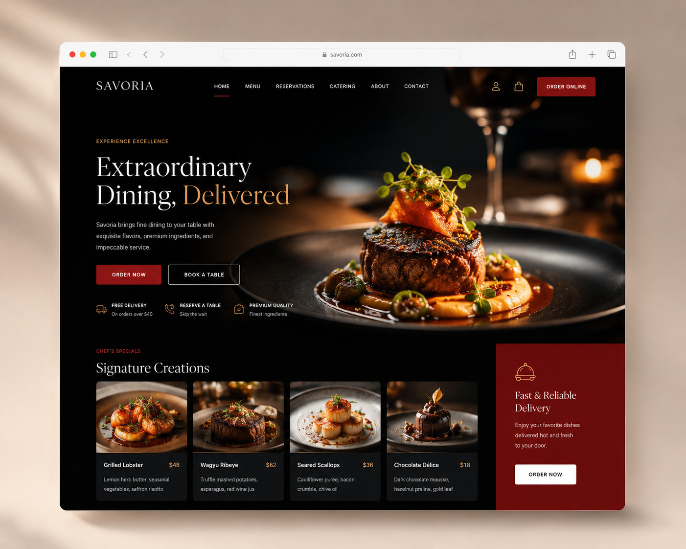 Restaurant website preview